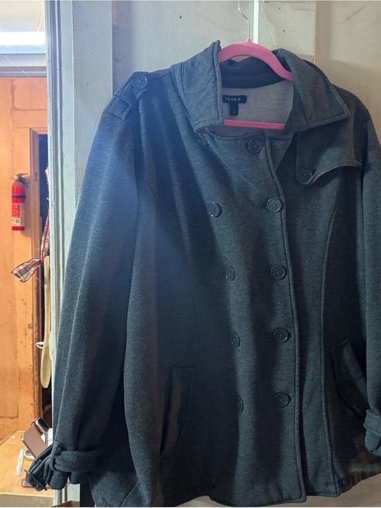torrid Jackets & Blazers - torrid Charcoal Double-Breasted Pea Coat